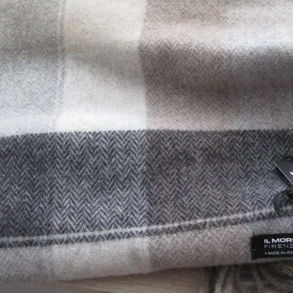 IL MORO FIRENZE Cashmere Blend Plaid Scarf Made in Italy - Picture 4 of 4